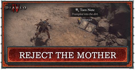 In order to obtain the Reject the Mother quest in Diablo 4, youll need to defeat the Act 3 boss battle against Genbar, The Shrine-Keeper. . D4 reject the mother